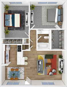 Two Bedroom / One  & Half Bath - 900 Sq.Ft.*
